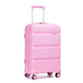 Kono Carry On Luggage 24 Inch Checked-Medium Hard Shell Travel Trolley 4 Spinner Wheels Lightweight Polypropylene Suitcase with TSA Lock, Pink