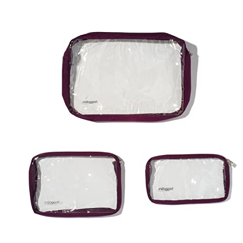 Baggallini Clear Travel Pouches - 3-Piece Cosmetic Bags Set - Lightweight Water Resistant Travel Essential