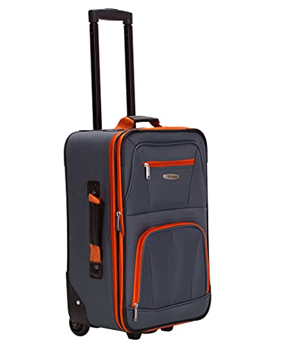 Rockland Fashion Softside 4 Piece Luggage Set, Expandable, (14" Tote/19"/24"/28"), Charcoal