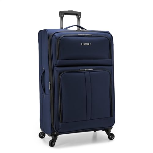 U.S. Traveler Anzio Softside Expandable Luggage with Spinner Wheels, Navy, 30-Inch Large