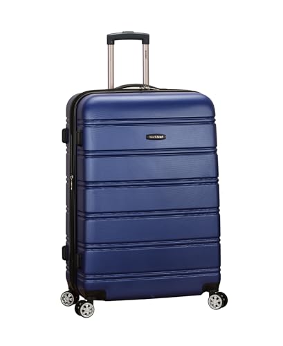 Rockland Melbourne Hardside Expandable Spinner Wheel Luggage, Checked Large 28", Blue