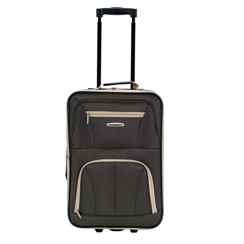 Rockland Fashion Softside Upright Luggage Set,'Expandable,Lightweight,Telescopic Handle,Wheel, Brown, 2-Piece (14/19)