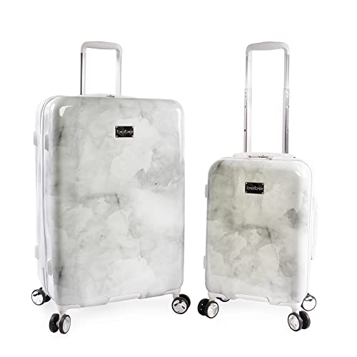 BEBE Lilah 2 Piece Set Suitcase With Spinner Wheels Luggage Set, Grey Marble