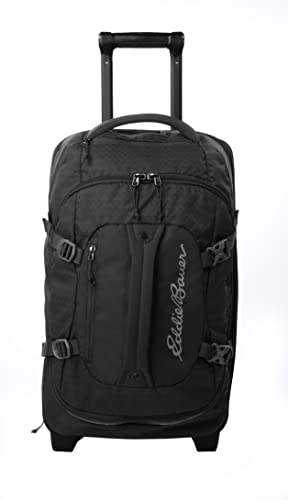 Eddie Bauer Expedition Rolling Duffel Bag with Wheels | Travel | Carry-On | Luggage | Rugged | Durable - Black, 22"