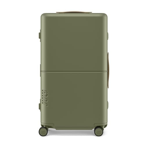 July Checked Trunk - 26.8" Zipperless Airline Approved Check In Luggage with Wheels, 80/20 Opening Spinner Suitcase - TSA Lock Rolling Suitcase, Spinner Wheels, Y-Strap - Matte Moss Green