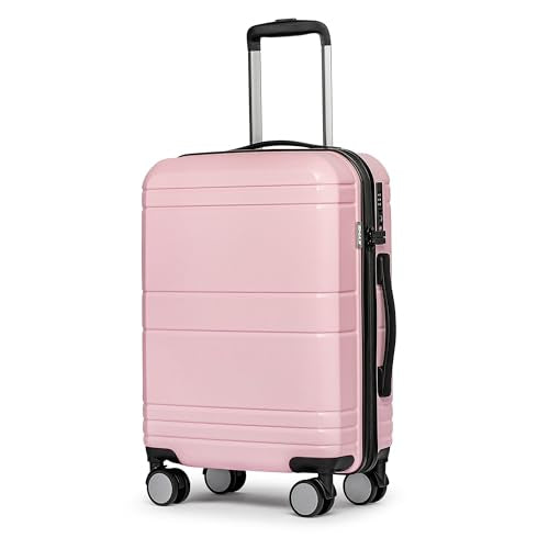 KYME Carry On Luggage 22x14x9 Airline Approved,Hardshell Carry On Suitcase with Tsa Lock,Small Suitcases with Wheels,Travel Luggage for Men Women,Expandable Carry-On 20 Inch,Pink
