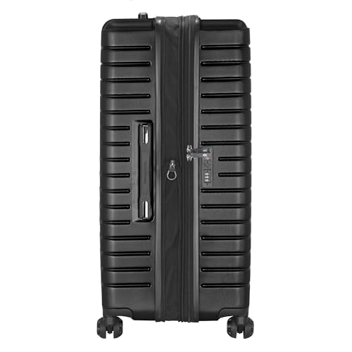 Traveler's Choice Archer Polycarbonate Hardside Spinner Luggage Set, Tie Down Straps, Black, Checked 29-Inch