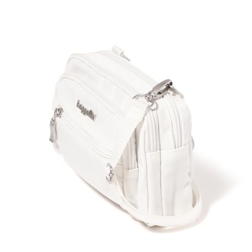 Baggallini Triple Zip Small Crossbody Bag for Women - 8x6 inch Convertible Fanny Pack Belt Bag - Lightweight Water-resistant