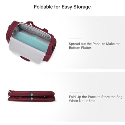 Hanke Underseat Carry On luggage Bags for Travel, Foldable Travel Bags for Women, Soft Lightweight Personal Item Travel Bag Small Carry On Bags for Airplanes, Travel Tote Bags for Women Men.（Burgundy）