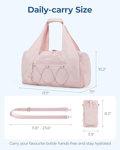 BAGSMART Gym Bag for Women, Lightweight Duffel with Shoe Compartment, Tote Bag with Wet Pocket for Yoga Travel, Pink
