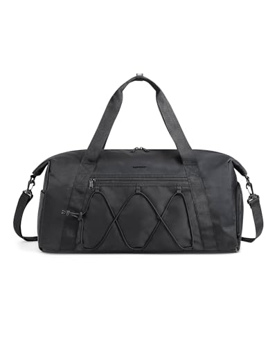 BAGSMART Small Gym Bag With Shoe Compartment & Wet Pocket, Lightweight Sports Travel Duffel, Carry On Weekender Overnight, Water Resistant Sports Gym Tote for Swimming Yoga, Black