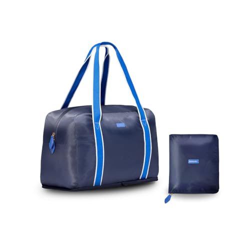 Foldable Duffle Bag for Travel | Lightweight, Water-Resistant Carry On Bag | Sustainable and Durable Nylon, Scuba Navy