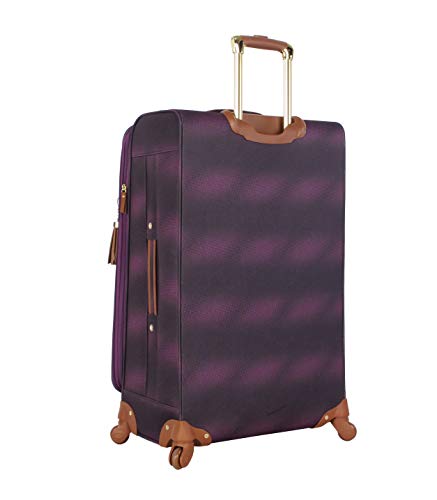 Steve Madden Designer Luggage Collection - Lightweight 28 Inch Expandable Softside Suitcase - Durable Rolling 4-Spinner Wheels Checked Bag (Shadow Purple) (Shadow Purple)