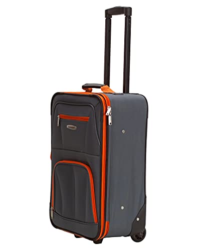 Rockland Fashion Softside 4 Piece Luggage Set, Expandable, (14" Tote/19"/24"/28"), Charcoal