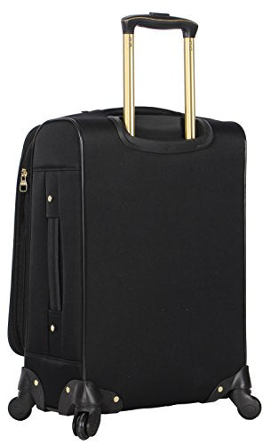 Steve Madden Designer-Gepckkollektion Leichter Softside-Koffer fr Damen und Herren strapazierfhige 50,8 cm groe Tragetasche mit 4 rollenden Spinner-Rdern, Rockstar Black, 20in, Carry on Bag With