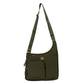 Bric's X-Bag 2.0 Hipster Envelope Crossbody, Water-Resistant Recycled Nylon Shoulder Bag with Leather Trim, Dual Compartments and Adjustable Strap for Everyday or Travel – One Size, Olive