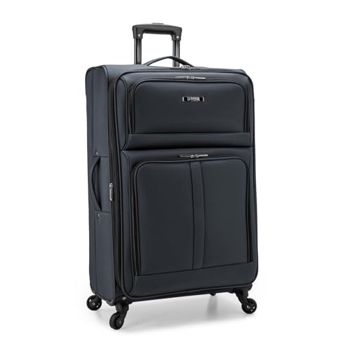 U.S. Traveler Anzio Softside Expandable Luggage with Spinner Wheels, Dark Grey, 30-Inch Large