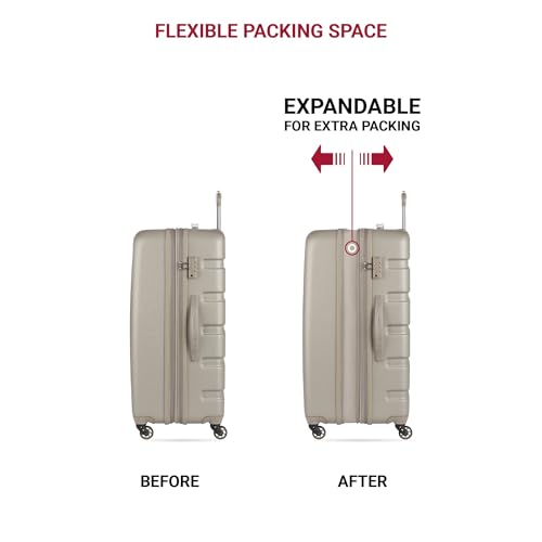 SwissGear 7366 Signature Hardside Expandable Luggage with Spinner Wheels, TSA Lock, Sand, Checked-Large 27-Inch