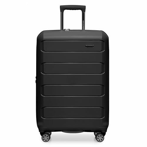 Traveler's Choice Pagosa Hardshell Expandable Luggage with Spinner Wheels, Black, 26-Inch Medium