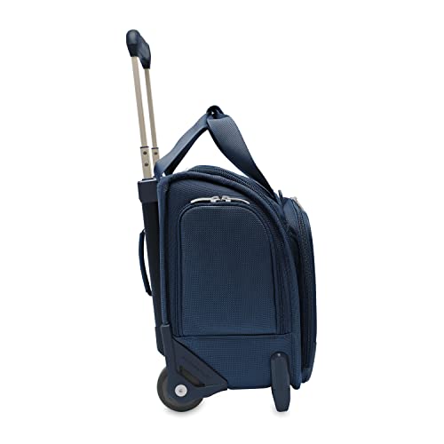 Briggs & Riley 2-Wheel Cabin Bag - Carry On Luggage for Travel, Suitcases with Wheels, Softside Rolling Bag for Men & Women, Interlocking Handle, Self-Repairing Zipper - Baseline Collection, Navy