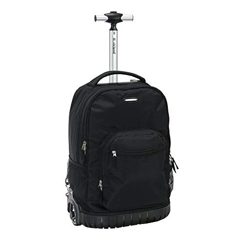 Rockland Single Handle Laptop Rolling Backpack, 19", Black