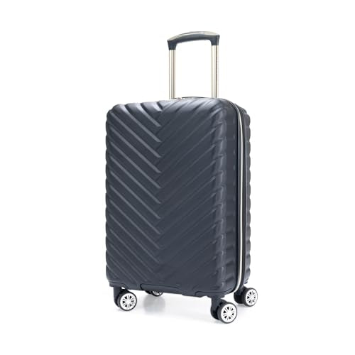 Kenneth Cole REACTION Madison Square Lightweight Hardside Chevron Expandable Spinner Luggage, Black, 20-Inch Carry On