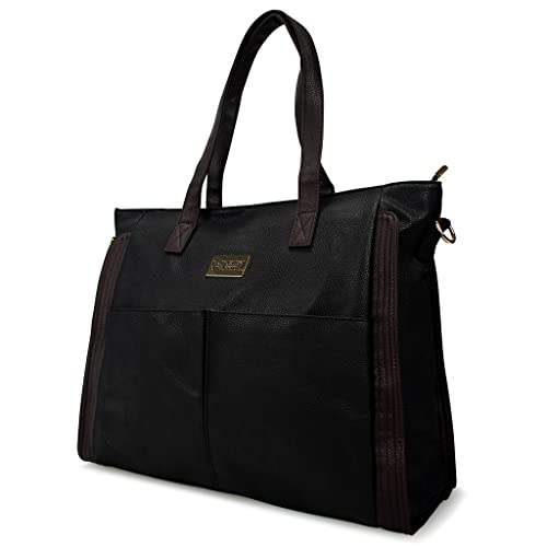 Badgley Mischka Rose Vegan Leather Weekender Duffel Bag (Black)
