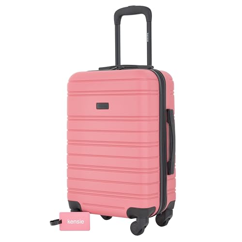 kensie 22" Peonies Hardside Carry-On Luggage with ID Tag, Flowering Ginger
