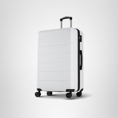 NEWBULIG 20 Inch Carry On Luggage, ABS Hard Shell Lightweight Rolling Expandable Suitcase with Double Spinner Wheels & TSA Lock, Travel Suitcase for Business Trips and Short Vacations, White