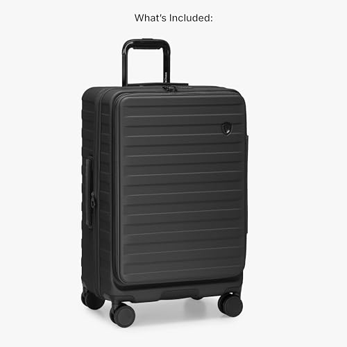 Traveler's Choice Novia Top Opening Expandable Polycarbonate Luggage with Spinner Wheels, Black, 25-Inch Medium