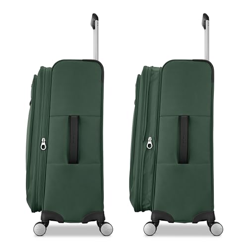 Samsonite Soft-Sided 25-Inch Lightweight Medium Checked Expandable Element Suitcase: Durable, 360° Spinner Wheels, Adjustable Telescopic Handle, 2 Front & 1 Side Pocket- Bistro Green