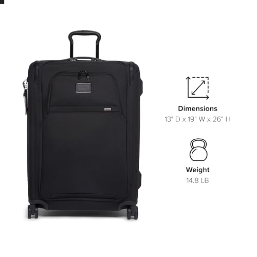 TUMI - Alpha Medium Dual Access Expandable 4-Wheeled Checked Luggage - Zipper Expansion - Durable Ballistic Nylon - Medium Capacity Suitcase with TSA Lock - Black