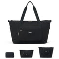 Hanke 40L Foldable Travel Tote Bags for Women Men, Expandable Weekender Bag with 11 Pockets, Wet Dry Separation, Laptop Compartment, Carry On Luggage Bag for Travel Gym Beach Daily Use(Black)