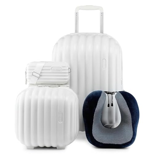 Joyway Carry on Luggage Airline Approved with Spinner Wheels, Hardside 20 Inch Carry-on Suitcases with TSA Lock(2 piece, White)