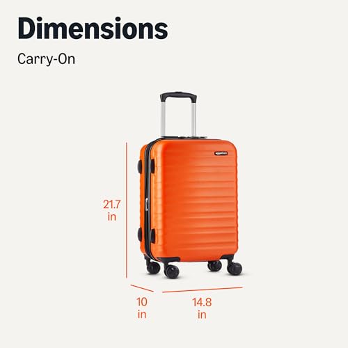 Amazon Basics 21" Hardside Carry-On Luggage with Spinner Wheels, Expandable for Up to 25% More Space, Scratch-Resistant Hardshell Suitcase, Telescoping Handle, Orange