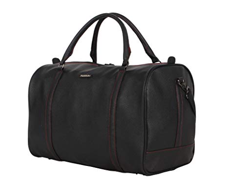 Pathfinder 20'' Leather Messenger Laptop Briefcase Shoulder Satchel Bag (20in, Black/Red)