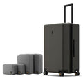 LEVEL8 Elegance Checked Luggage, 24 Inch Hardside Suitcase, Lightweight Matte Hardshell with Tsa Lock, Large Suitcases with Spinner Wheels, Olive Green