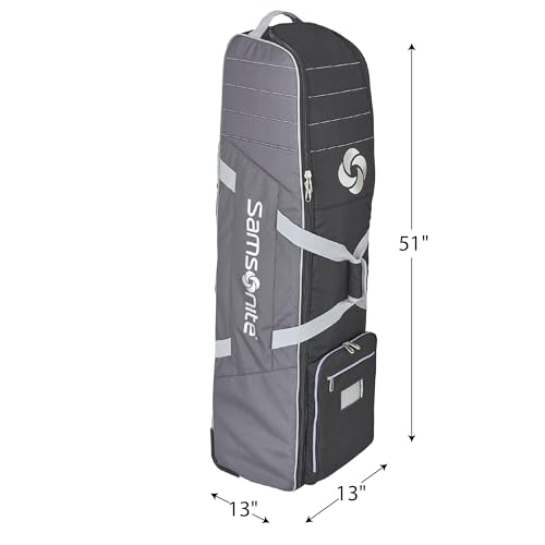 Samsonite Soft-Sided Golf Travel Bag with Wheels, Heavy-Duty 600D Polyester, Additional Top Padding, Shoe/Accessory Pocket, Foldable Gray