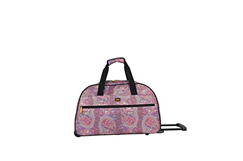 Lucas Designer Carry On Luggage Collection - Lightweight Pattern 22 Inch Duffel Bag- Weekender Overnight Business Travel Suitcase with 2- Rolling Spinner Wheels (SEA FORM) (PAISLEY)