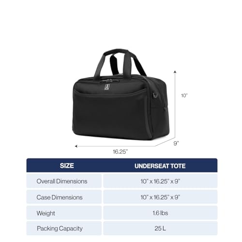 Travelpro Crew Classic Lightweight Softside Luggage, Underseat Travel Tote Bag, Men and Women, Black