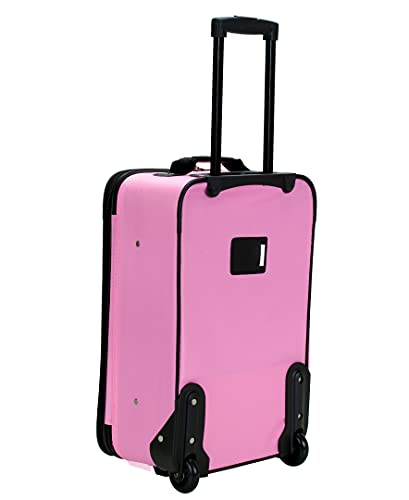 Rockland Fashion Softside Upright Luggage Set, Expandable, Pink, 4-Piece (14/19/24/28)