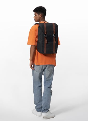 tomtoc Flap Laptop Backpack, Lightweight, Water-Resistant Casual Daypack, Durable Work-pack, Vintage Classic Rucksack for 13-15.6 Inch Laptop, perfect for Campus, Street, 22L Black