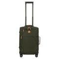 Bric's X-Travel 21” Carry-On Spinner – Airline Approved Luxury Softside Luggage with 360° Wheels, Recycled Water-Resistant Fabric, Interior Pockets, and Leather Details – Olive