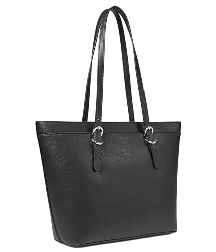 Calvin Klein Women's Serafina Tailored Tote, Black/Silver, Large