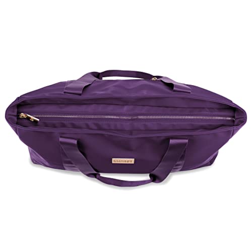 Badgley Mischka Nylon Weekender Duffel Bag | Lightweight Packable Travel Bag | Purple