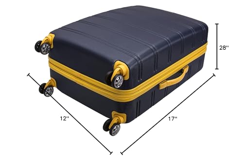 Rockland Melbourne Hardside Expandable Spinner Wheel Luggage, Checked Large 28", Navy