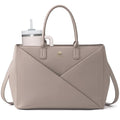 LOVEVOOK Laptop Tote Bag for Women with Large Cup Holder, 15.6 Inch PU Leather Work Bag Teacher Tote Bag, Waterproof Computer Bags Business Office Briefcase Handbag