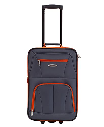 Rockland Fashion Softside 4 Piece Luggage Set, Expandable, (14" Tote/19"/24"/28"), Charcoal