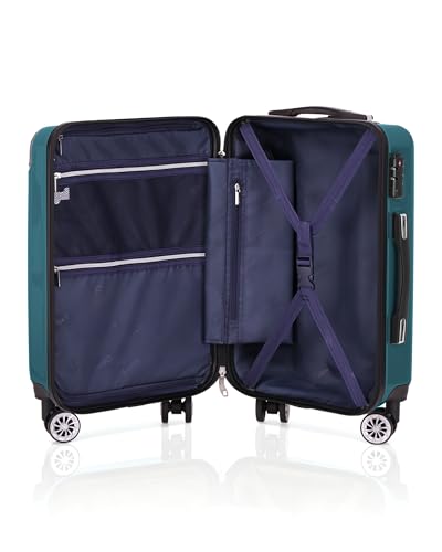 Coolife Carry On Luggage, Suitcase with Durable and Lightweight, carry on suitcase with PC+ABS Hardshell, Dual Spinner Wheels, TSA Lock, and YKK Zipper(green new, S(20in)_carry on)