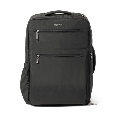 Baggallini Tandem Convertible Travel Backpack with 16" Laptop Padded Laptop Compartment, RFID, Water Repellent, Luggage Sleeve
